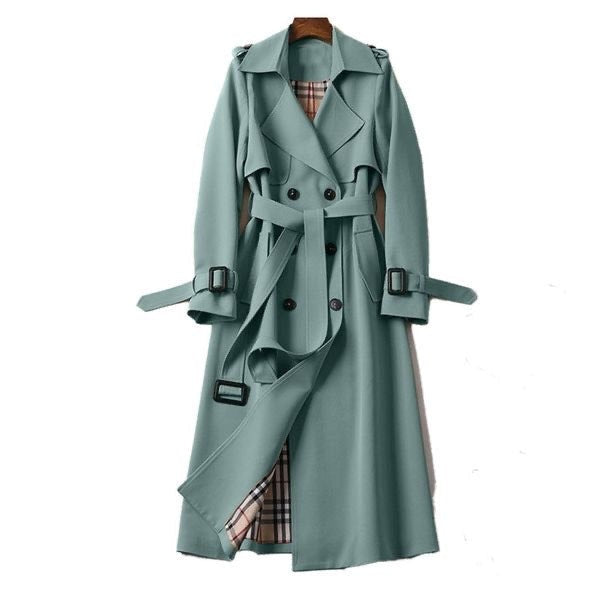 Ariadna | Trench Coat Largo Mujer Cinturón Forro Cuadros