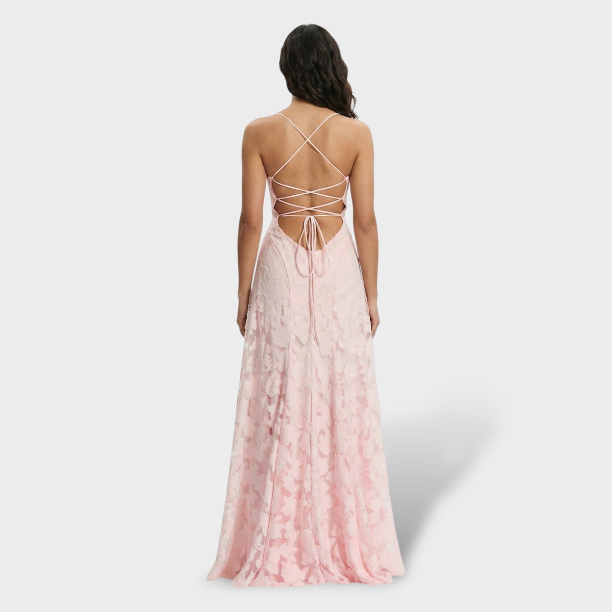 Coral | Vestido Largo de Fiesta de Encaje con Espalda Descubierta