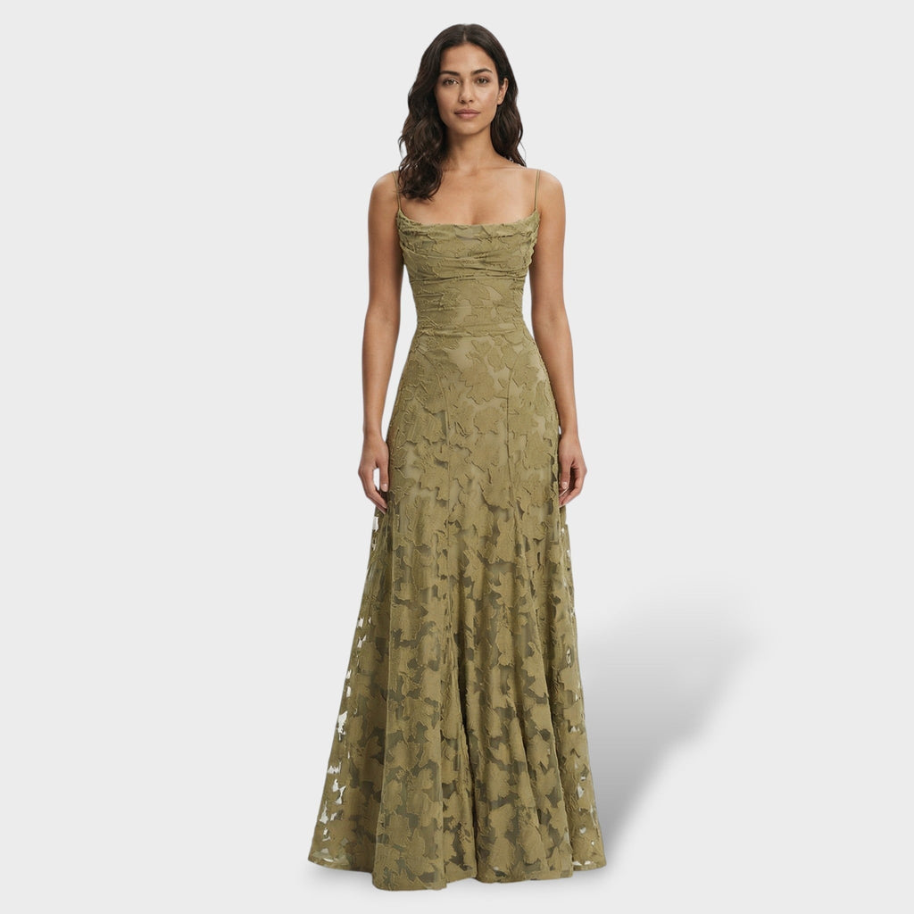 Coral | Vestido Largo de Fiesta de Encaje con Espalda Descubierta