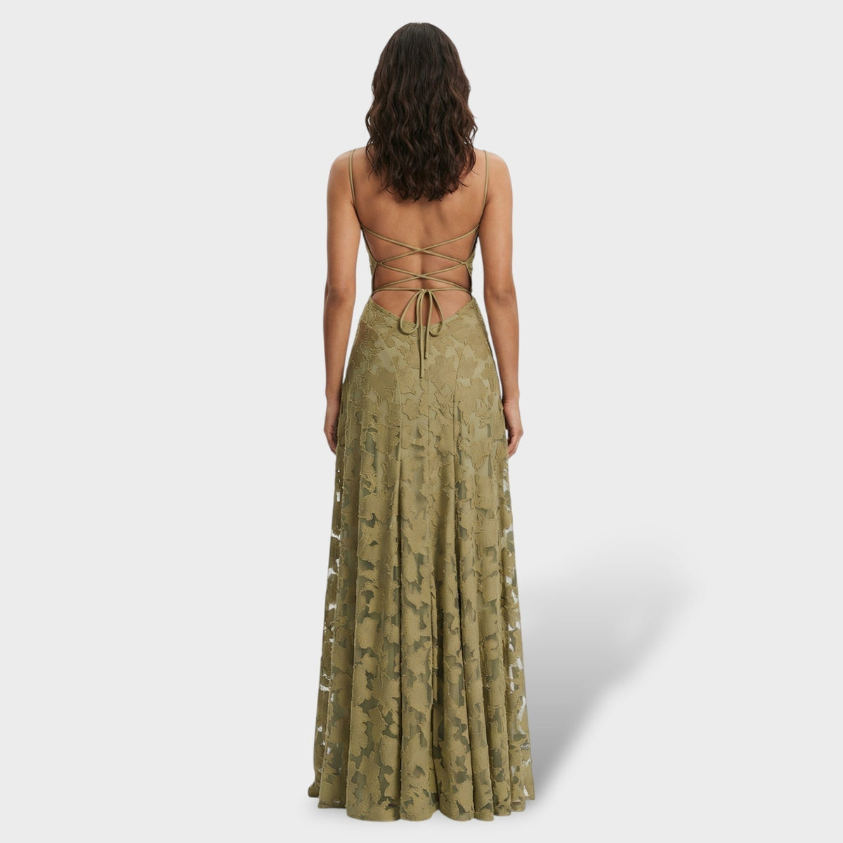 Coral | Vestido Largo de Fiesta de Encaje con Espalda Descubierta