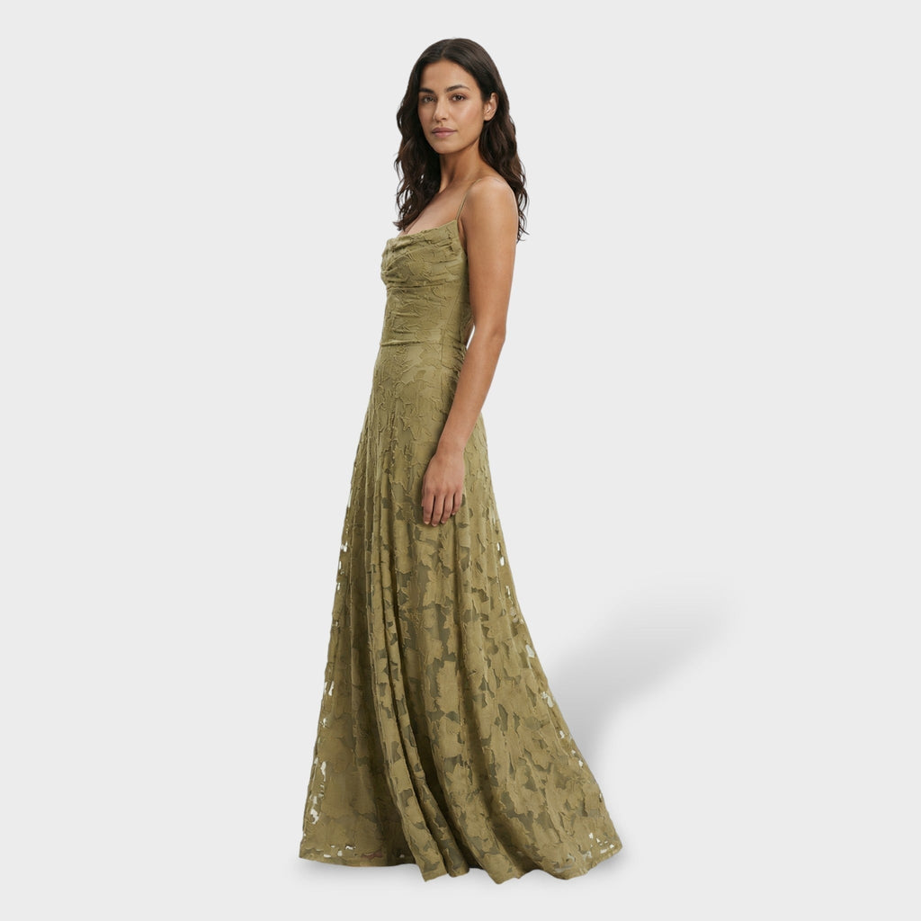 Coral | Vestido Largo de Fiesta de Encaje con Espalda Descubierta