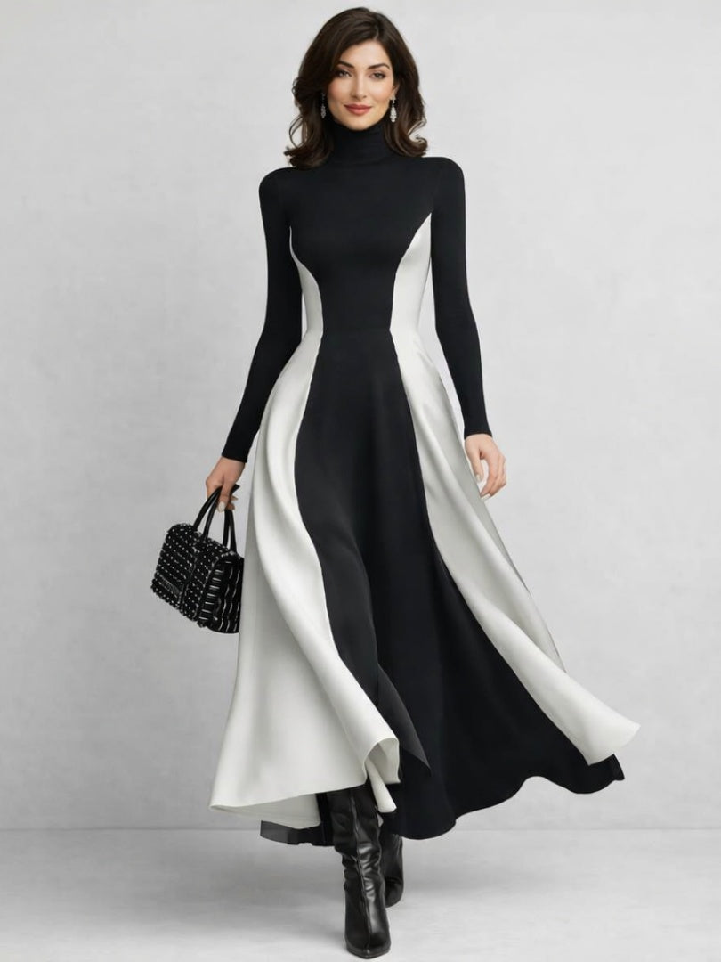 Juliana | Vestido Largo de Invierno para Mujer Cuello Alto Manga Larga Maxi