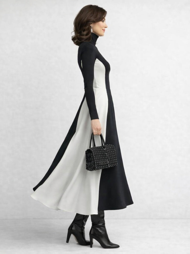 Juliana | Vestido Largo de Invierno para Mujer Cuello Alto Manga Larga Maxi