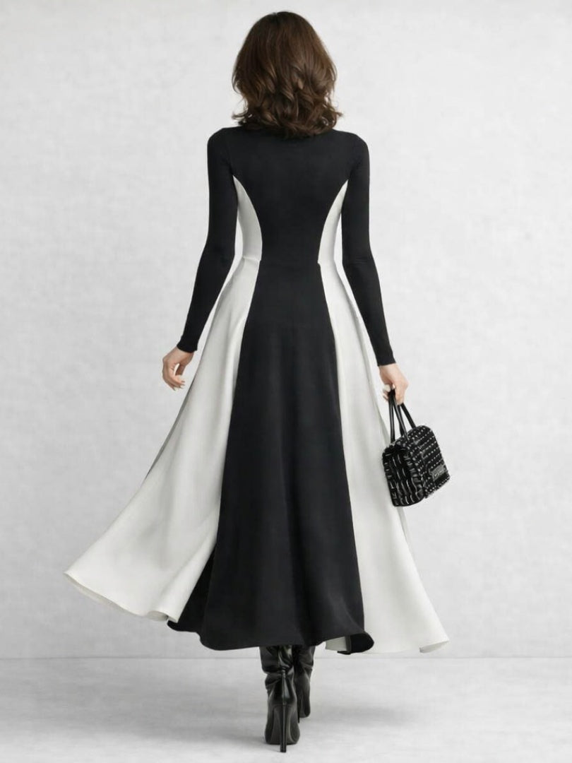 Juliana | Vestido Largo de Invierno para Mujer Cuello Alto Manga Larga Maxi