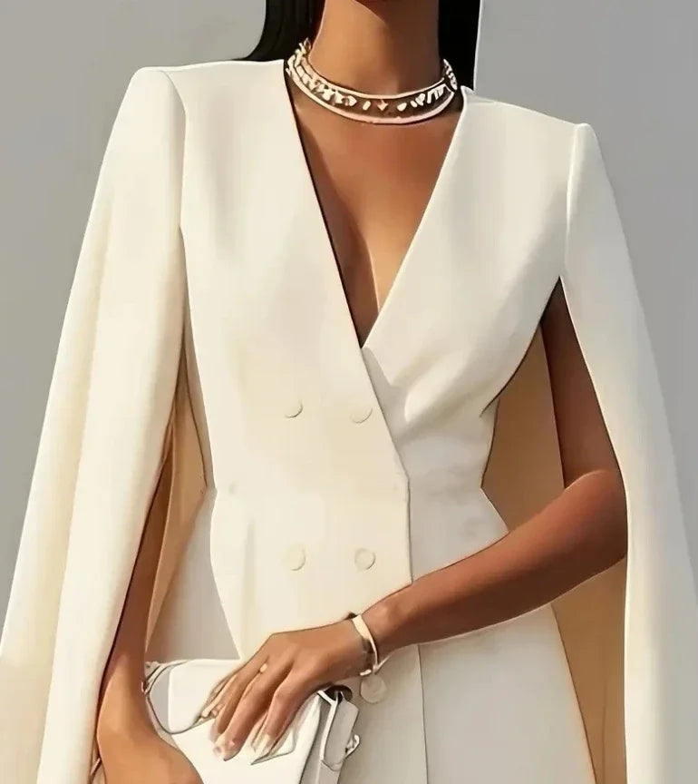 Carmen | Vestido Blazer Corto de Fiesta con Manga Capa y Escote en V