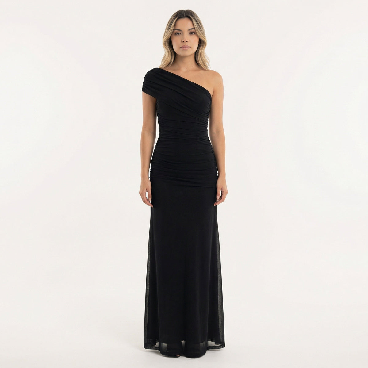 Rocío | Vestido Largo de Fiesta Asimétrico de un Hombro con Fruncido