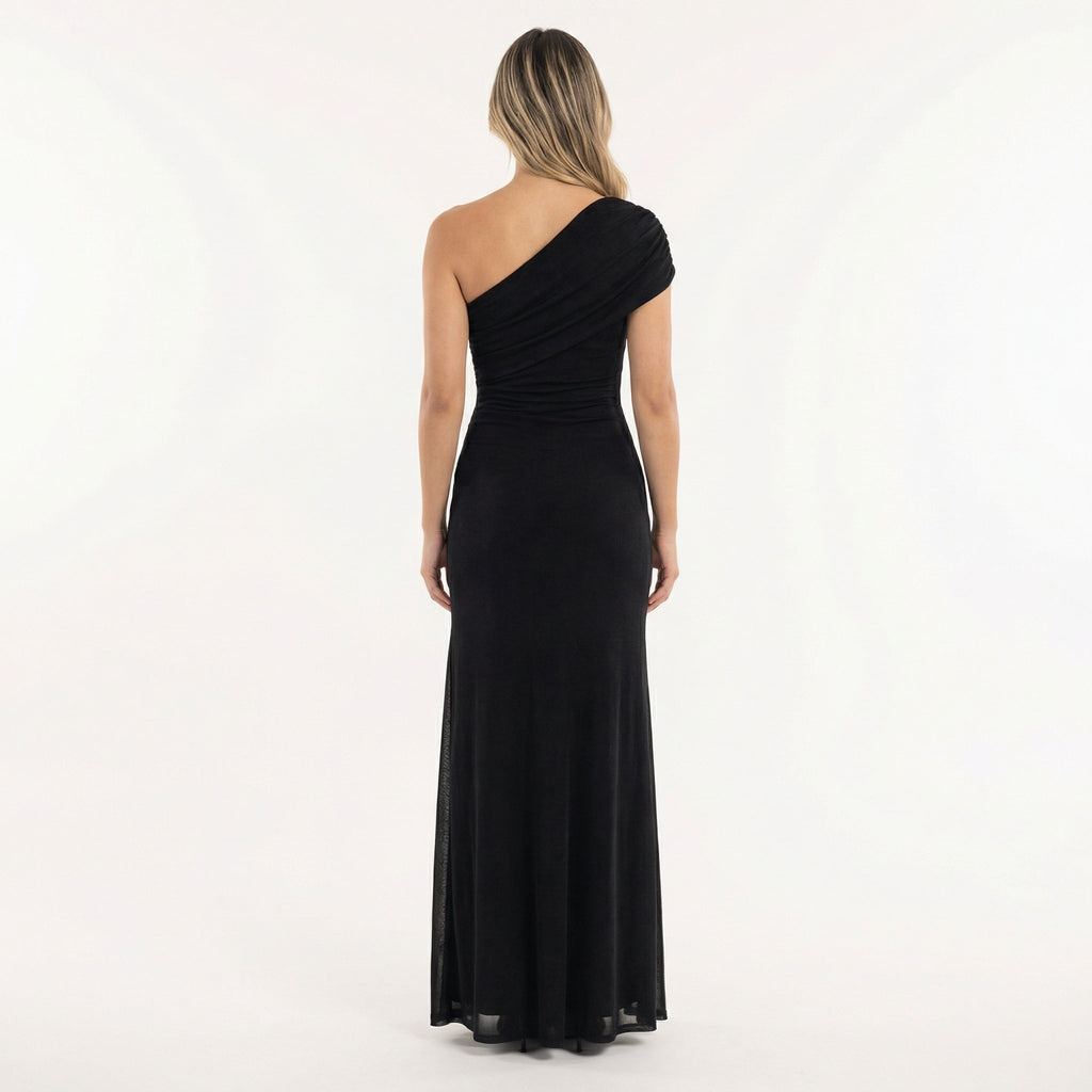 Rocío | Vestido Largo de Fiesta Asimétrico de un Hombro con Fruncido
